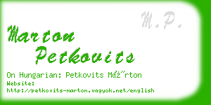 marton petkovits business card